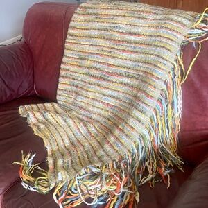 Multicoloured Boho eclectic soft fringed throw perfect for cottage